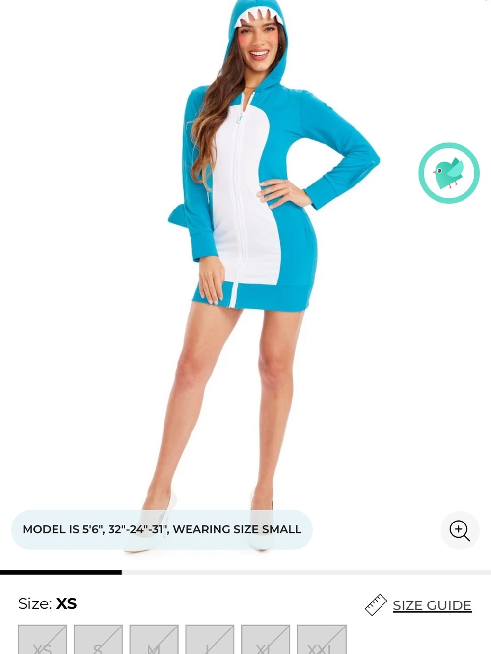 Tipsy Elves Aqua and White Shark Hoodie Mini Dress